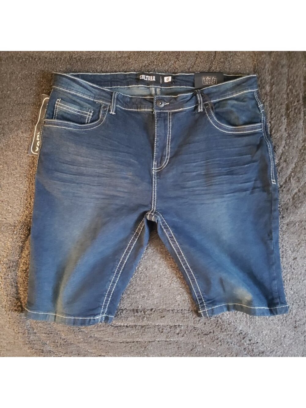 NWT Cultura Dark Blue Dark Wash Denim Shorts Size 40 Stretch 5-Pocket Button